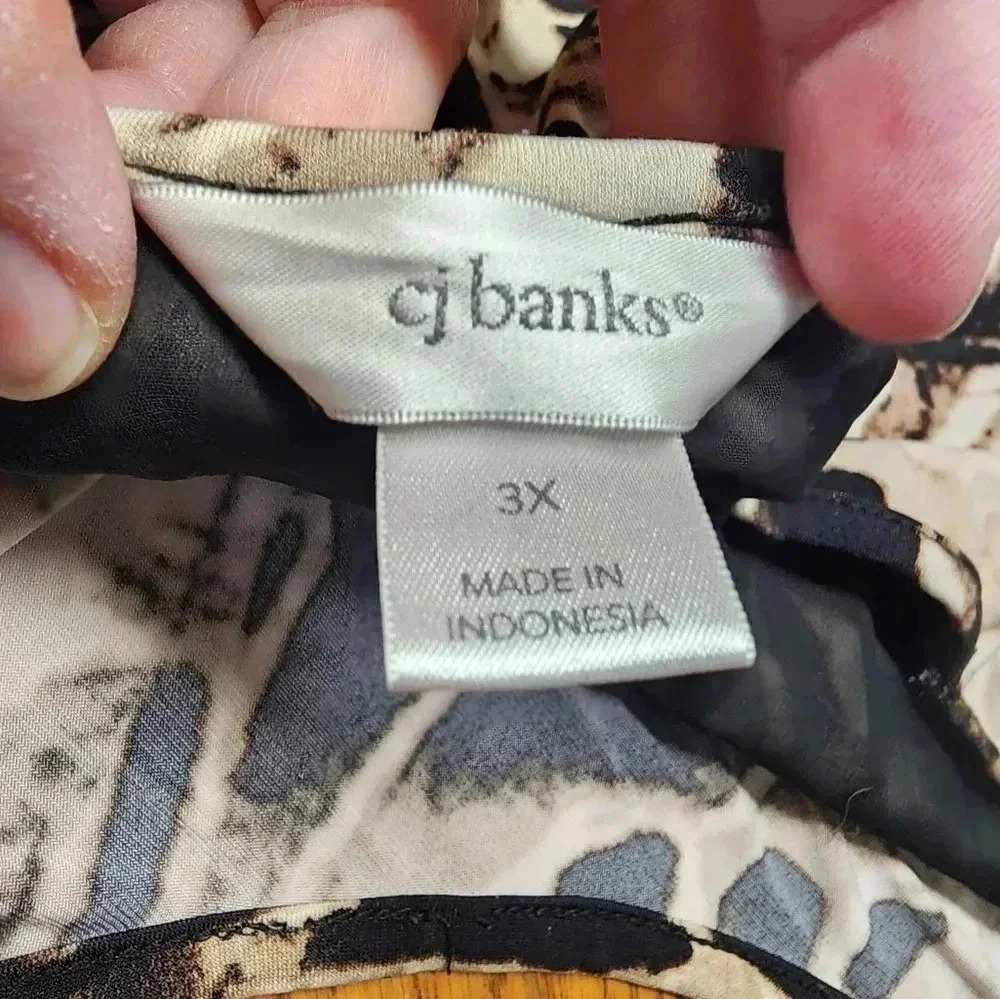 C J Banks Black Brown Cream Color Long Sleeve Plus Size 3X - Picture 5 of 9